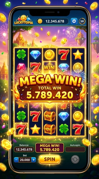 Layar utama luckytopia — antarmuka bersih setelah instalasi